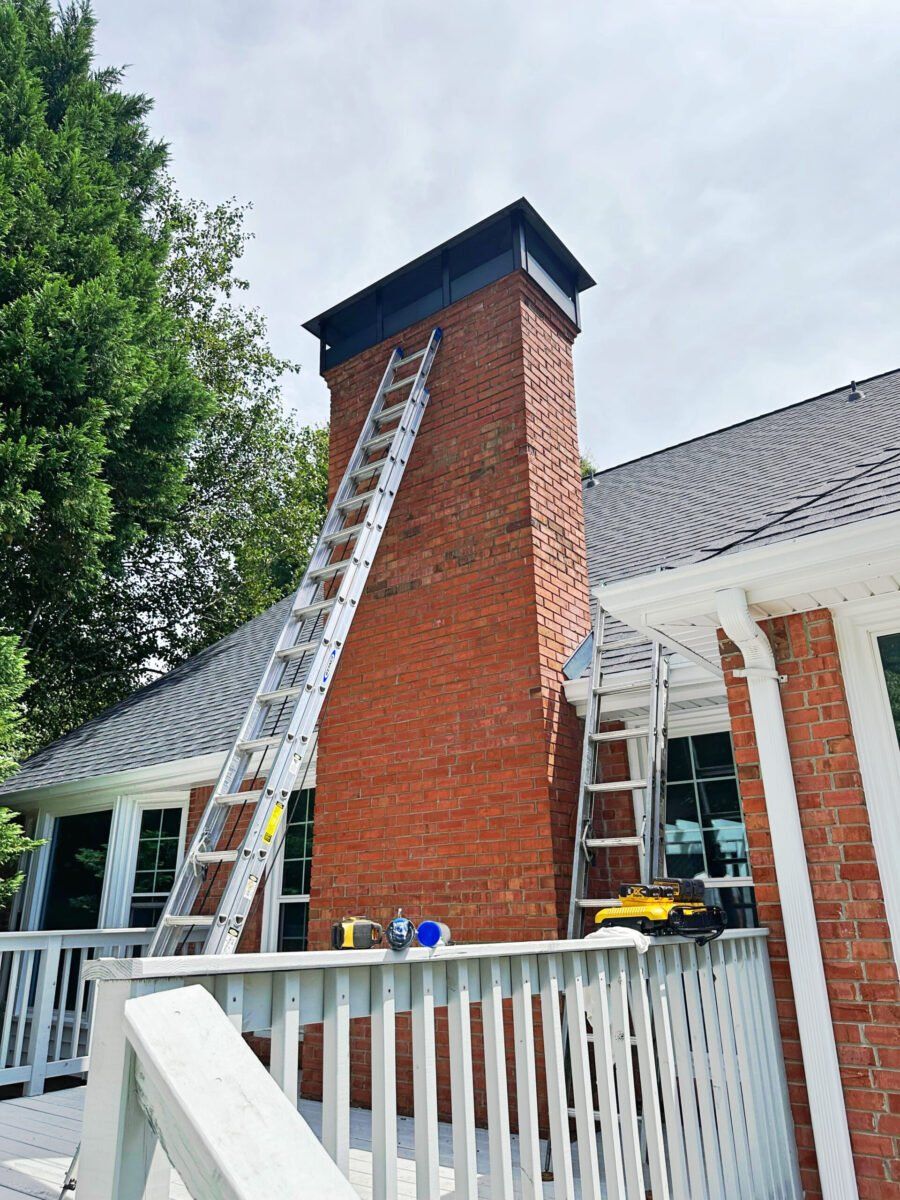 brick chimney cap | masonry chimney cap | hip and ridge chimney cap