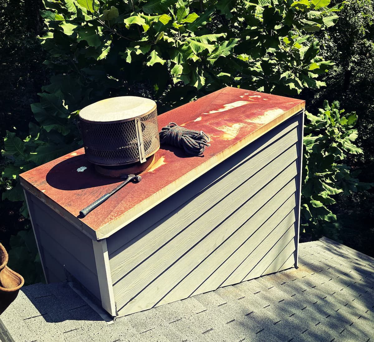 rusty chase pan | chimney chase cover replacement roswell, GA
