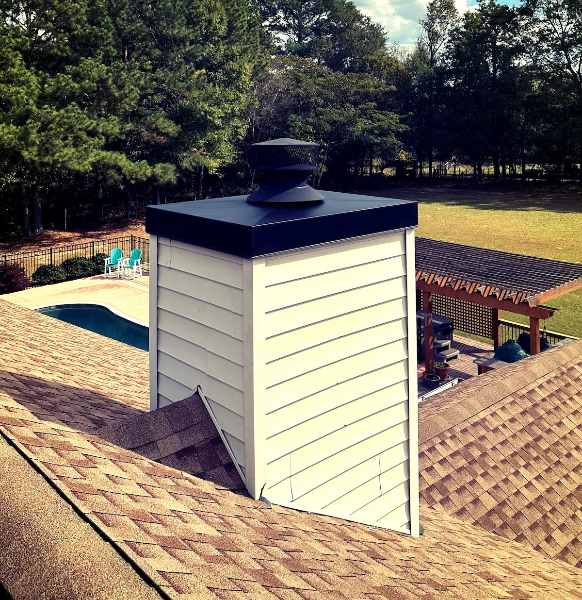 prefab chimney cap | chimney chase pan | chimney chase pan replacement in Loganville, GA