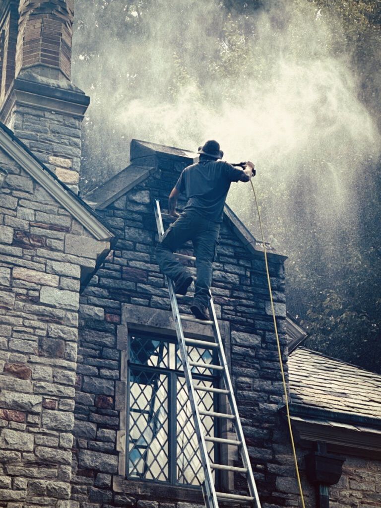 pressure washing chimney | masonry chimney cap | custom chimney cap alpharetta | masonry chimney repair